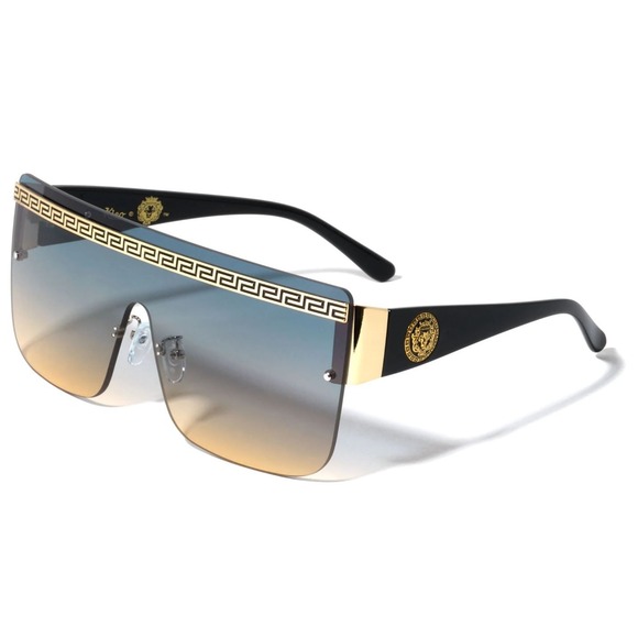 Men or Women, unisex Sunglasses with Meander design and single big oversize Lens - Picture 1 of 4
